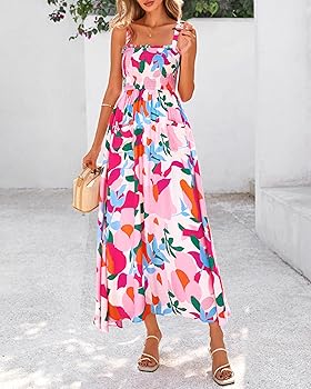 PRETTYGARDEN Womens Summer Dresses 2025 Casual Spaghetti